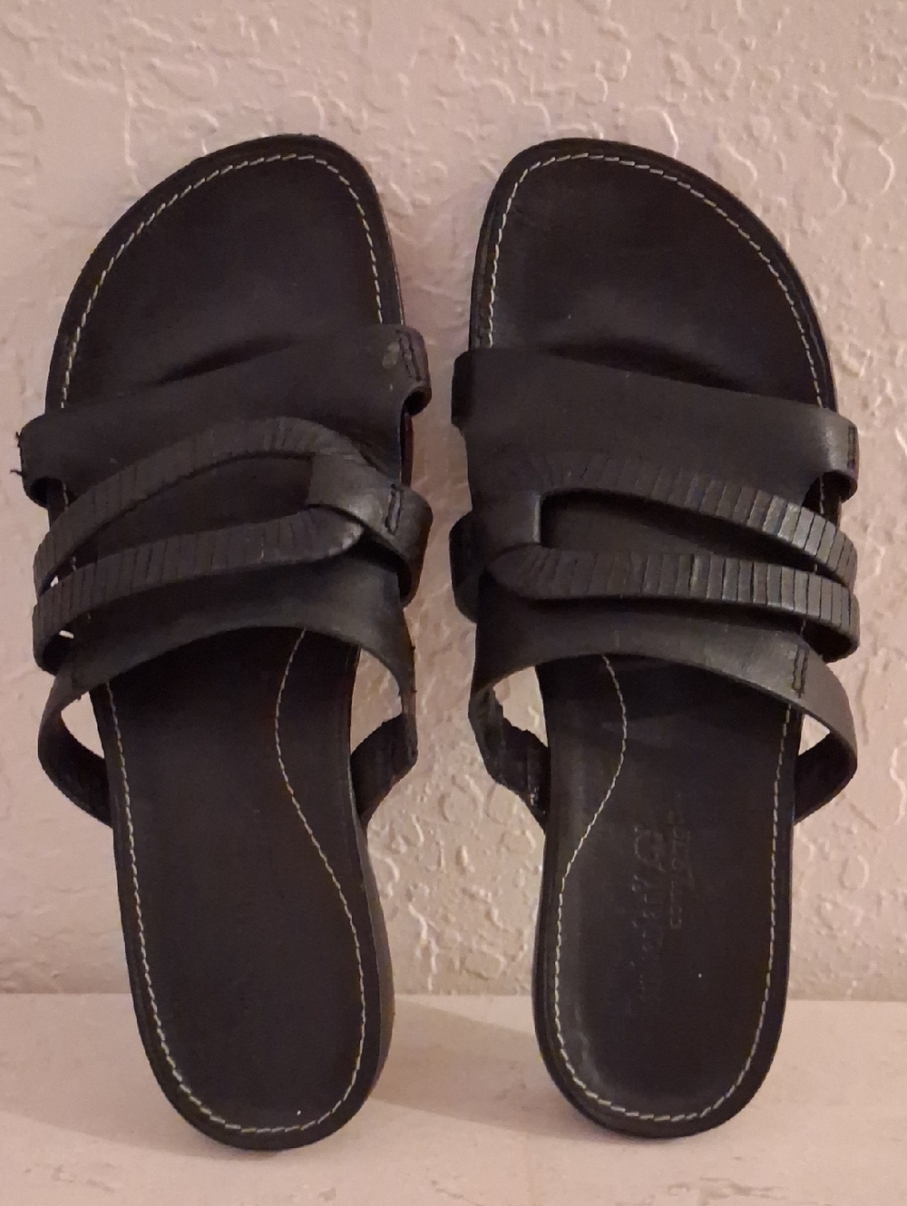 Timberland Black Women's Slide Sandals with Layered Straps